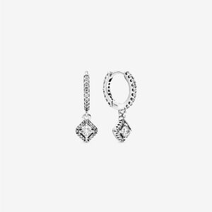 Pandora Square Sparkle Hoop Earrings